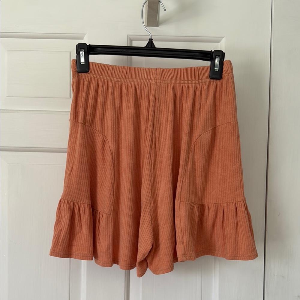 Orange Ruffle Hem Shorts - Picture 2 of 3